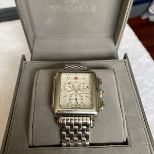 Michele XL Deco Chronograph Watch 20mm Stainless Steel